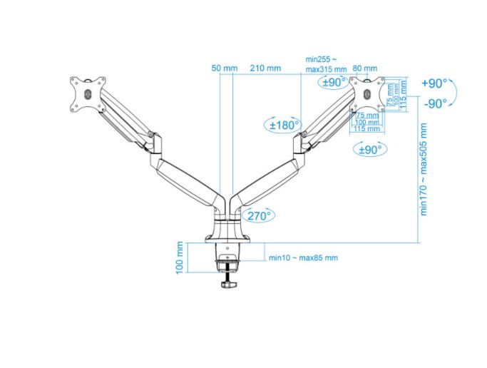 SOPORTE MESA MONITOR 13-32&quot; 2 PANTALLAS MAX 9KG POR BRAZO