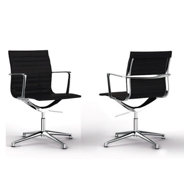 Sillón confidente de dirección Evole – Brazos y base cromados, asiento y respaldo negro