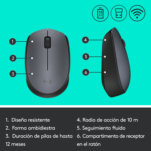 Ratón óptico inalámbrico Logitech M170 - ref.910-004642