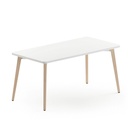 Mesa Timber 120×56×74 cm – Tapa Blanco Polar con Canto en Roble, Patas en Haya