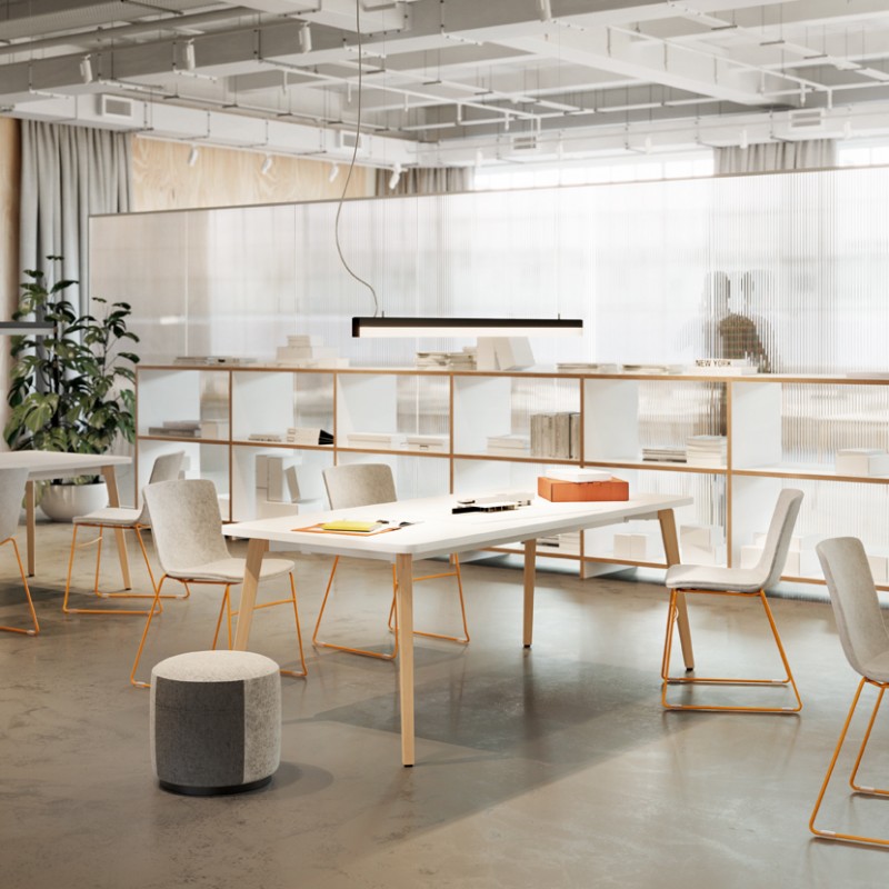 Mesa Timber 120×56×74 cm – Tapa Blanco Polar con Canto en Roble, Patas en Haya