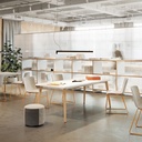 Mesa Timber 120×56×74 cm – Tapa Blanco Polar con Canto en Roble, Patas en Haya