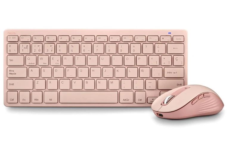 Kit Teclado y Ratón Inalámbricos NGS – Recargables, Rosa