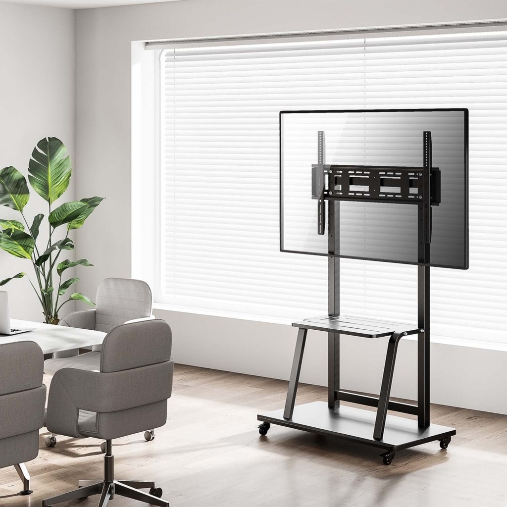 AISENS ECO – Soporte Móvil de Suelo para TV/Monitor 37"-100", 150 kg, con Bandeja, Negro