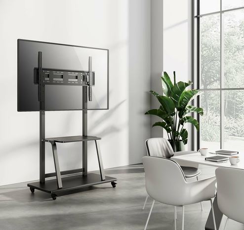 AISENS ECO – Soporte Móvil de Suelo para TV/Monitor 37"-100", 150 kg, con Bandeja, Negro