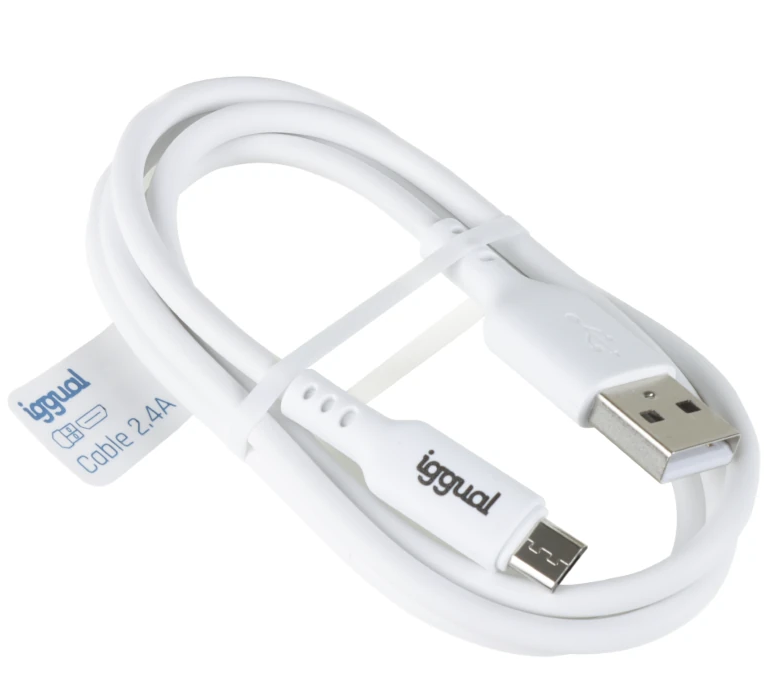 Cable de Datos USB-A a Micro-USB – 1 m, Color Blanco