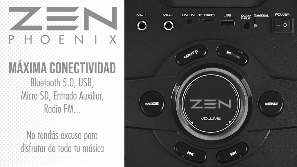Altavoz Bluetooth ZEN Phoenix – 250W, con Micrófono Inalámbrico