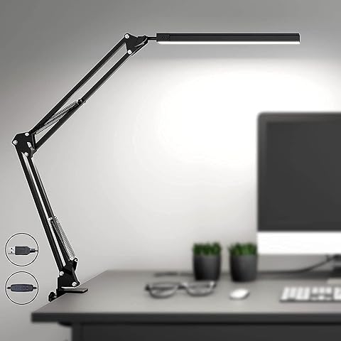 Lámpara de Escritorio LED 5,6W Unilux MamboLED Negra – Doble brazo articulado 
