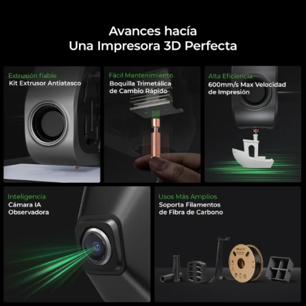 Creality K1C Impresora 3D Cerrada - Volumen 22x22x25cm - CoreXY, 12X Super Rapido - Camara IA Observadora - Purificacion Duradera y Modo Silencioso - Soporta Filamentos de Fibra de Carbono