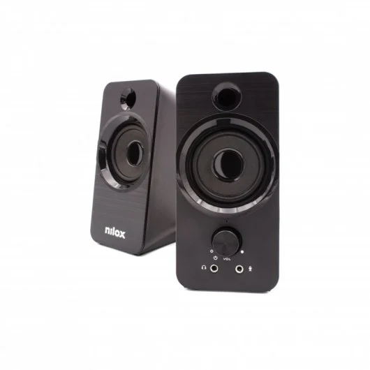 Altavoces de sobremesa Nilox 2.0 - 6 W, USB, jack 3,5 mm, negro