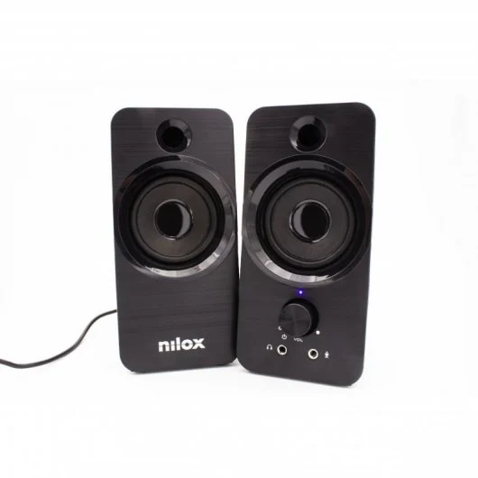 Altavoces de sobremesa Nilox 2.0 - 6 W, USB, jack 3,5 mm, negro