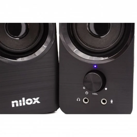 Altavoces de sobremesa Nilox 2.0 - 6 W, USB, jack 3,5 mm, negro