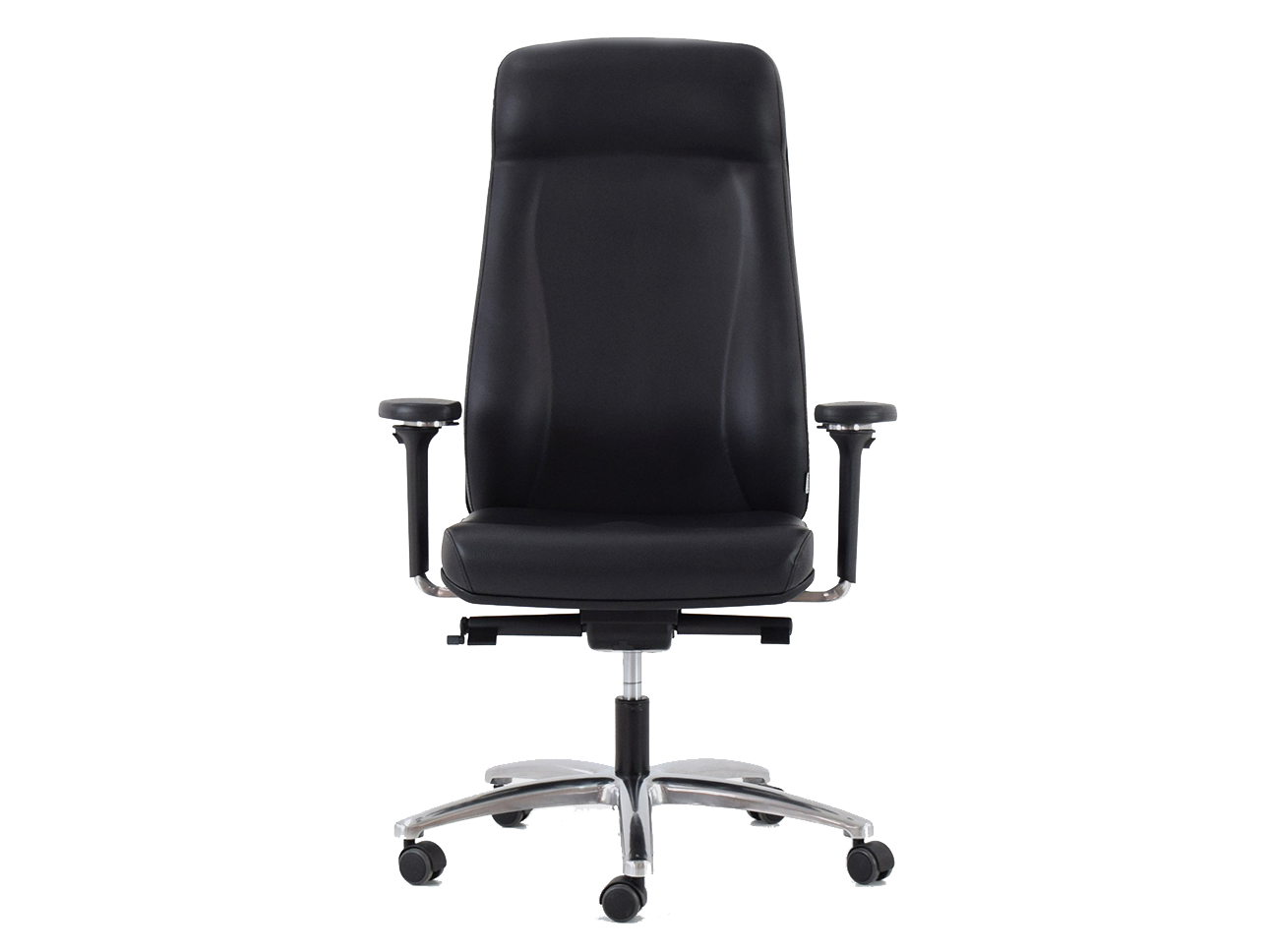 SILLÓN TRITON 10031AT SYNCRON, BRAZOS REGULABLES, BASE ALUMINIO, TAPIZADO EN POLIPIEL PUME NEGRO