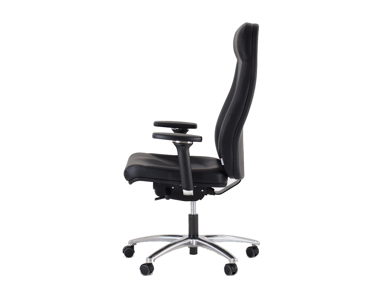 SILLÓN TRITON 10031AT SYNCRON, BRAZOS REGULABLES, BASE ALUMINIO, TAPIZADO EN POLIPIEL PUME NEGRO
