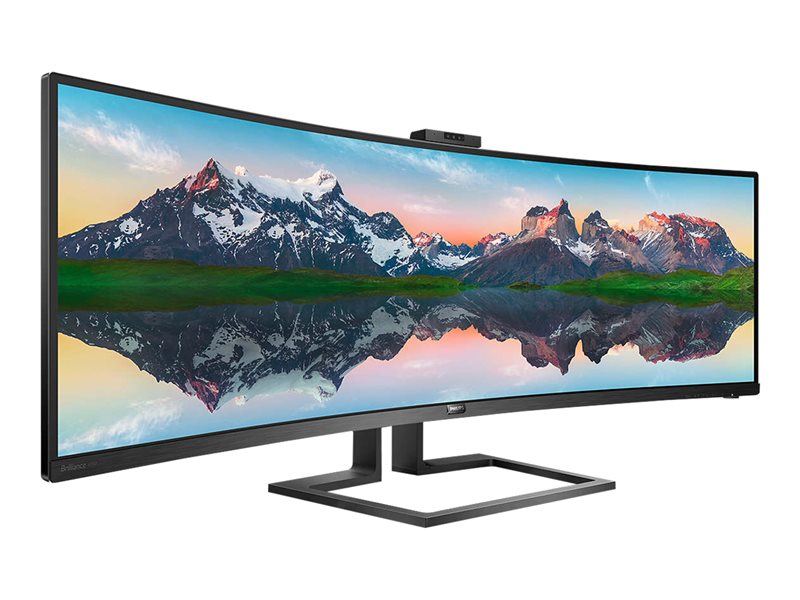 Philips Brilliance P-line 499P9H - Monitor LED  curvado - 49&quot; (48.8&quot; visible) - 5120 x 1440 Dual Quad HD @ 60 Hz - VA - 450 cd/m² - 3000:1 - Display HDR 400 - 5 ms - 2xHDMI, DisplayPort, USB-C - altavoces - negro con textura