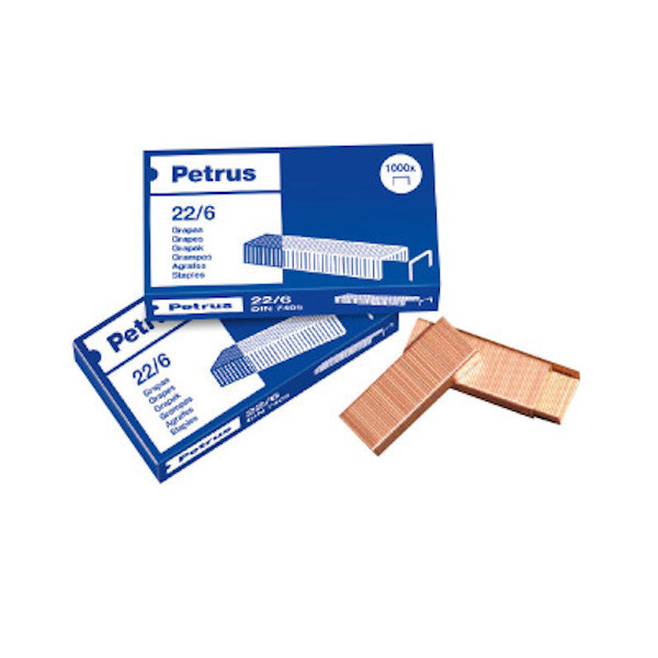 Grapas cobreadas 22/6 Petrus – 1000 uds