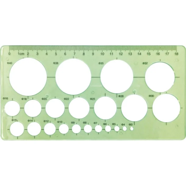 Regla Geométrica Plantilla de Círculos - Campus College Plástico 180mm D219 R.600048