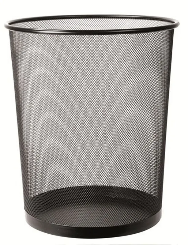 Papelera metálica – 24×34 cm, negra, rejilla