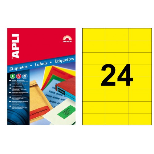 Etiquetas adhesivas amarillas 70×37 mm Apli – pack 480 uds