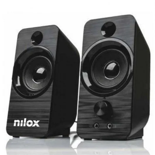 Altavoces de sobremesa Nilox 2.0 - 6 W, USB, jack 3,5 mm, negro