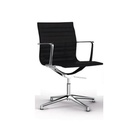 Sillón confidente de dirección Evole – brazos y base cromados, asiento y respaldo negro