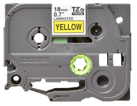 Cinta rotuladora laminada Brother TZe‑TZ641 – 18 mm, amarillo/negro