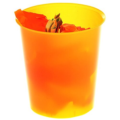 Papelera redonda de poliestireno – 14 L, naranja