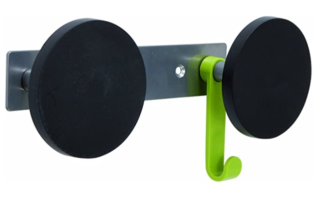 Perchero de pared Alba – 2 ganchos, metal y plástico ABS en negro, resistente 