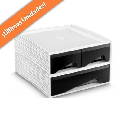 Módulo 2 cajones Cep MyCube 3‑021 – blanco y negro