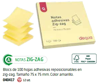 Taco Notas Adhesivas Zig-Zag Dequa 76x76mm