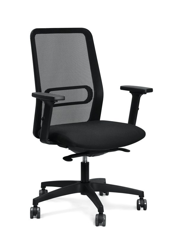 Silla ergonómica Atlántica – sincro autopesante, respaldo de malla negra, brazos 2D, asiento negro