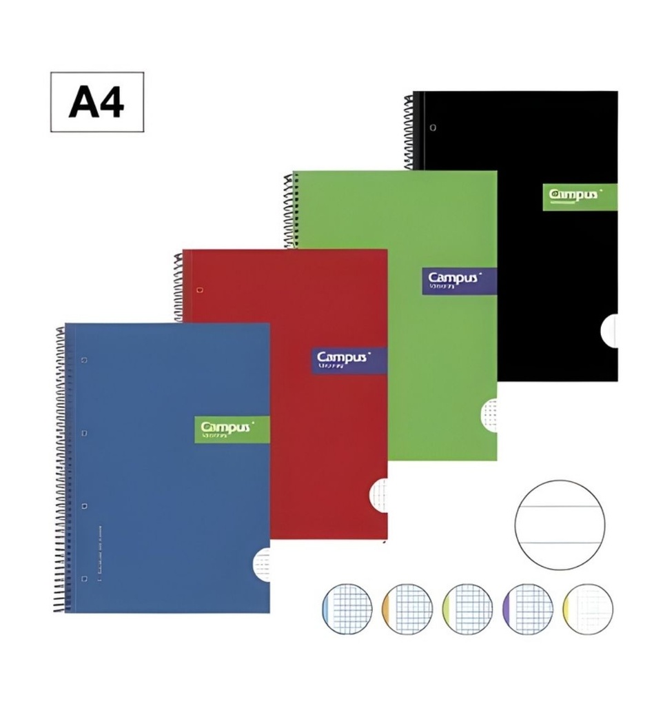Cuaderno A4 Campus – tapa dura, 160H microperforadas