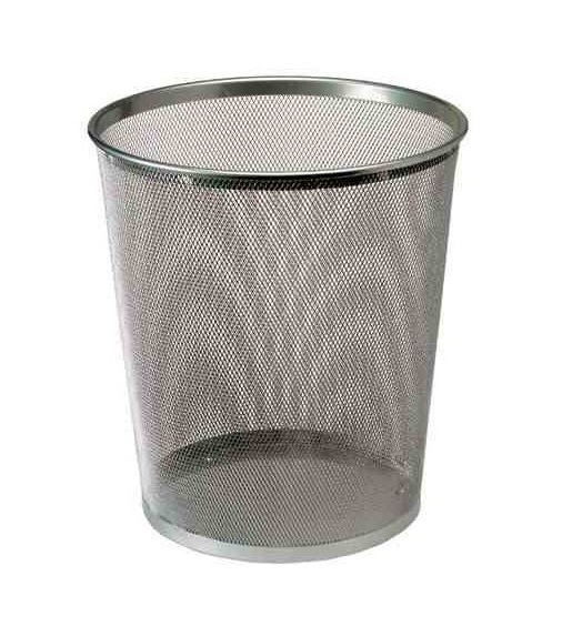 Papelera de rejilla metálica – 18 L, plata
