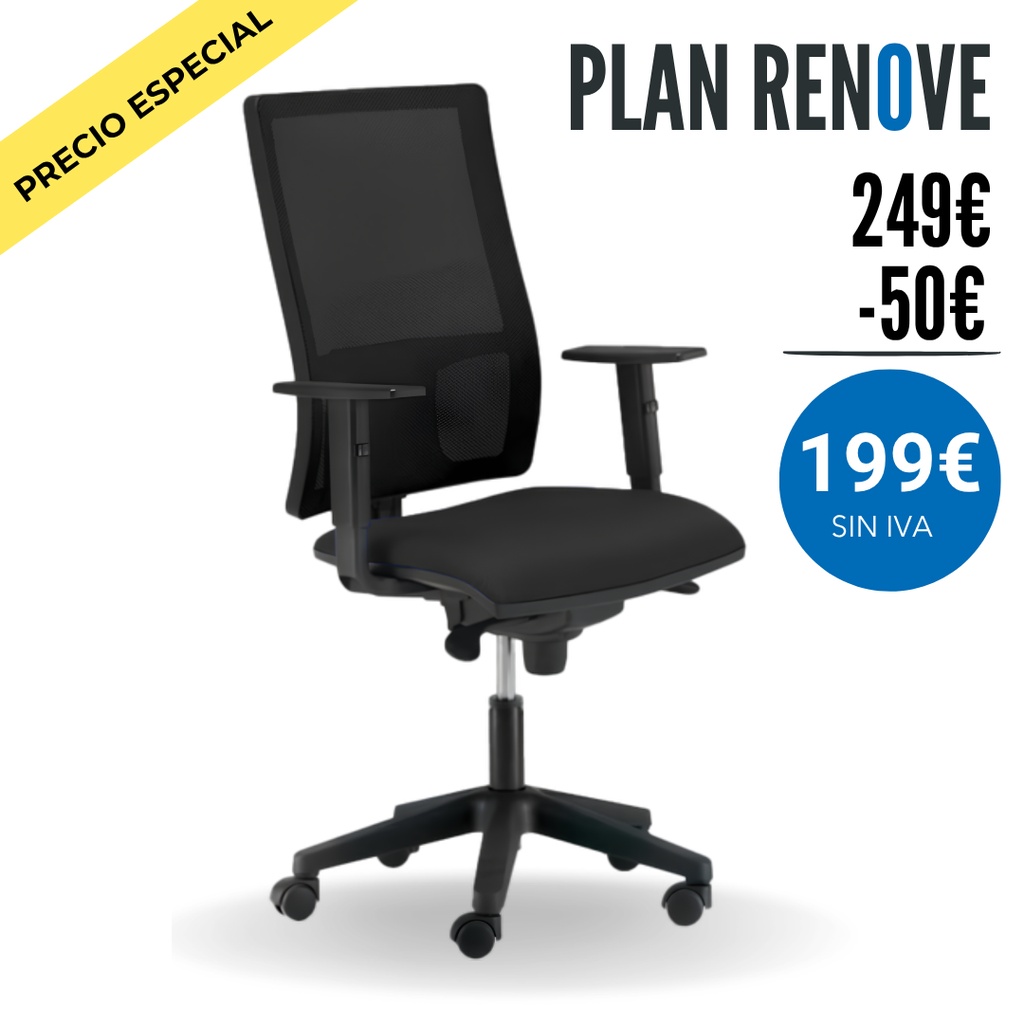 Silla de oficina ergonómica DMAC Confort - con trasla, brazos 2D, color negro 