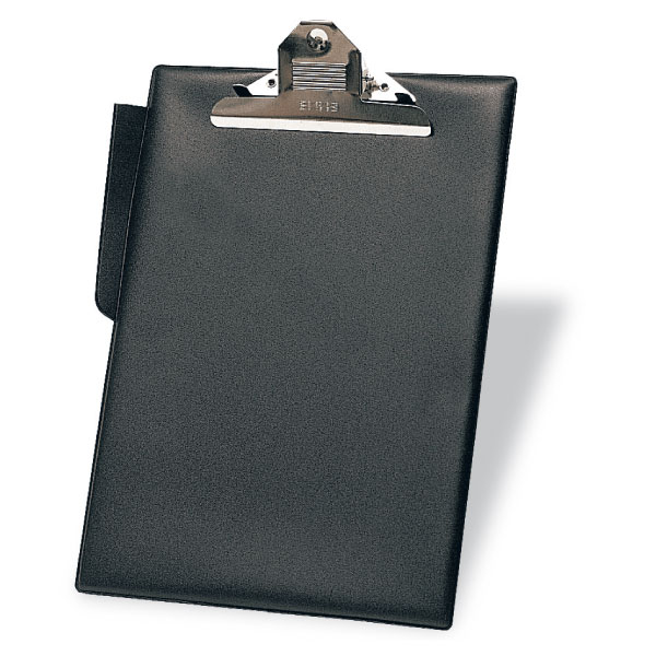Portapapeles folio Grafoplás – plástico, pinza superior, portabolígrafos, negro