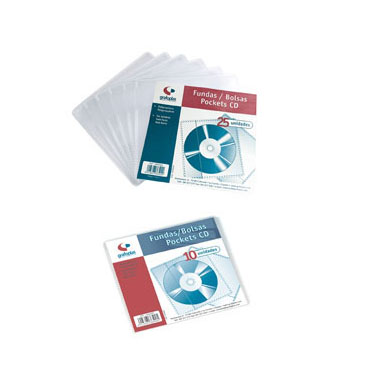 Fundas para CD/DVD Grafoplás – pack 10 uds, transparentes