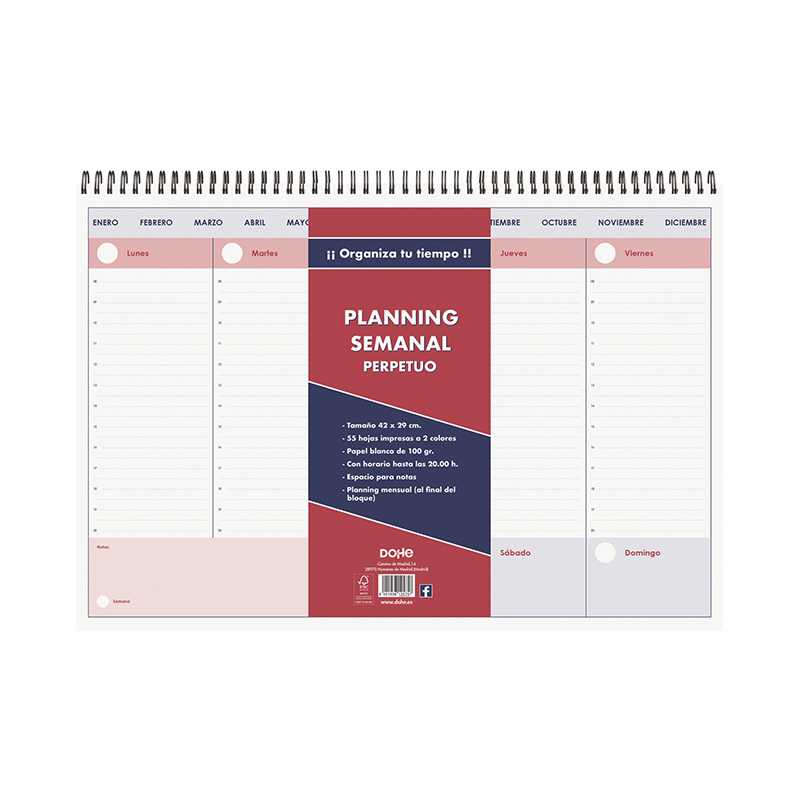 Planning de sobremesa perpetuo A3 Dohe – vista semanal