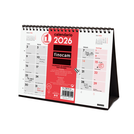 Calendario 2026 de Sobremesa Finocam – 21×15 cm Ref. 7801000xx