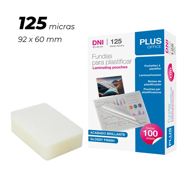 Fundas para plastificar NIF 60×92 mm – 125 mic, 100 uds