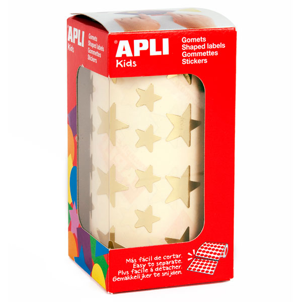 Rollo de gomets estrellas Apli – oro, plata