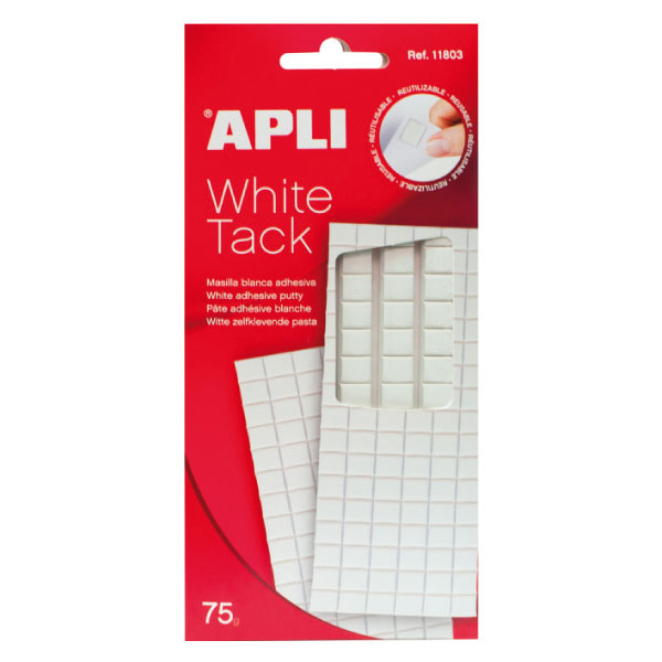 Masilla adhesiva blanca 75 g reutilizable APLI Ref. 11803