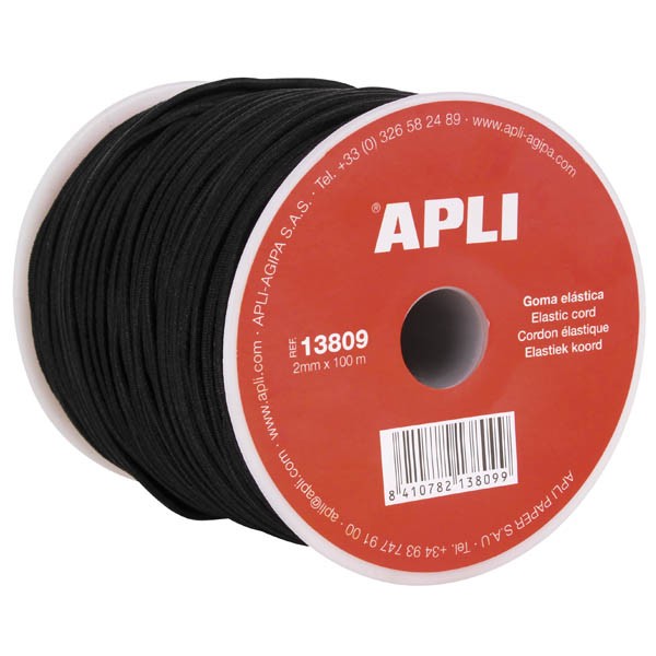 Bobina de Goma Elástica negra Apli – 2 mm × 100 m