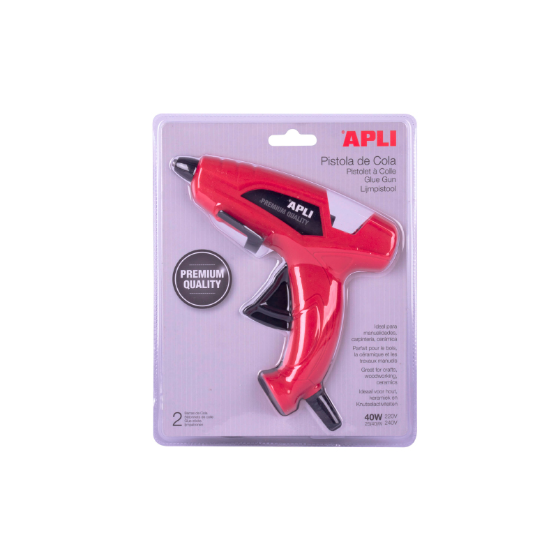Pistola de cola termofusible Apli – 40 W+ 2 barras 11 mm