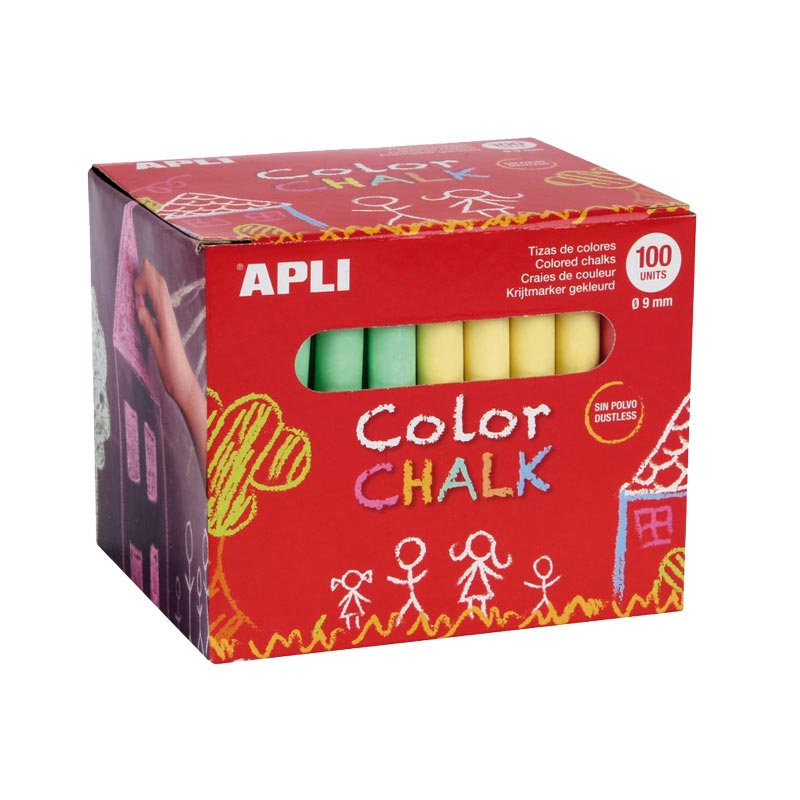 Tizas colores surtidos Apli – 100 uds