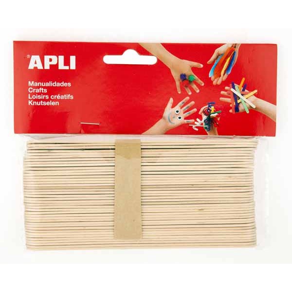 Palos de Madera Anchos Apli - Bolsa 40 uds