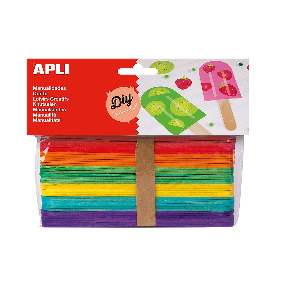 Palos de madera anchos Apli – colores surtidos, 40 uds