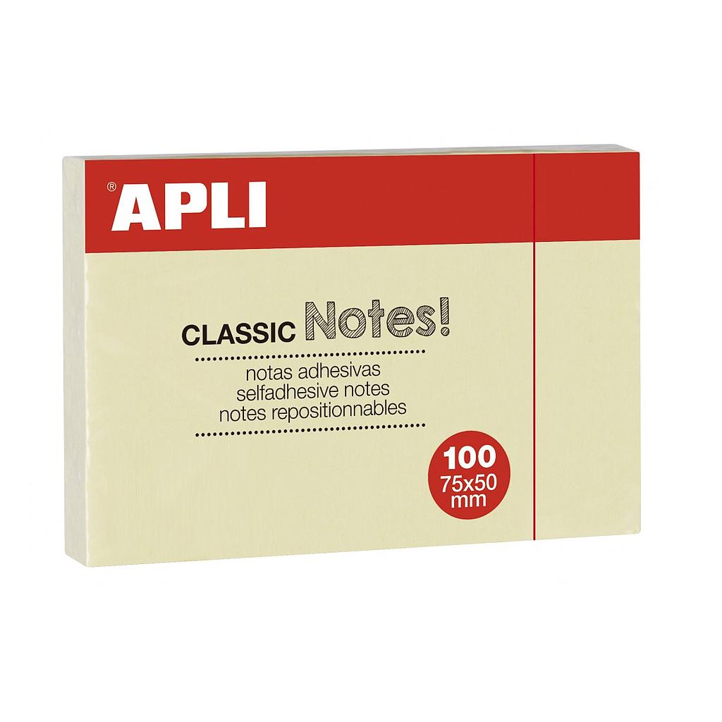 Notas adhesivas Apli – 50×75 mm, 100 H
