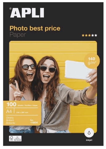 Papel fotográfico A4 Apli – 140 g, 100 H
