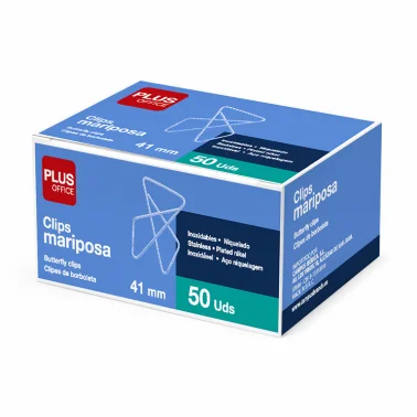 Clips mariposa - Caja 50 uds, Plus Office