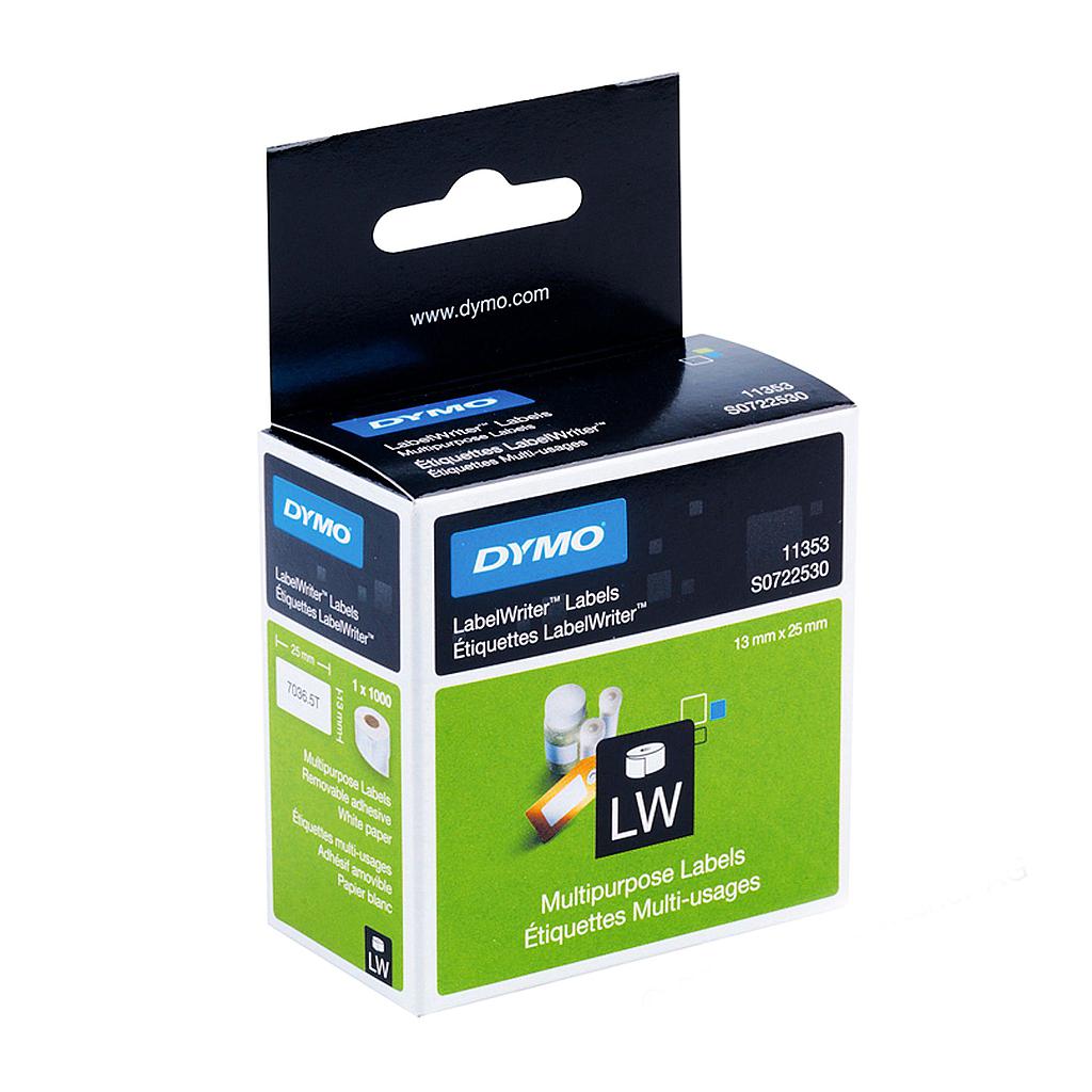 Rollo 1000 etiquetas Dymo – 25×13 mm, blancas